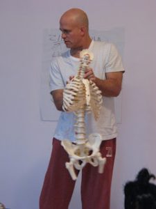 Man holding skeleton